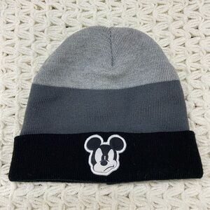 DISNEY Unisex Angry Mickey Mouse Beanie Sz OS Adult Blk Gray Y2K Cosplay Kooky